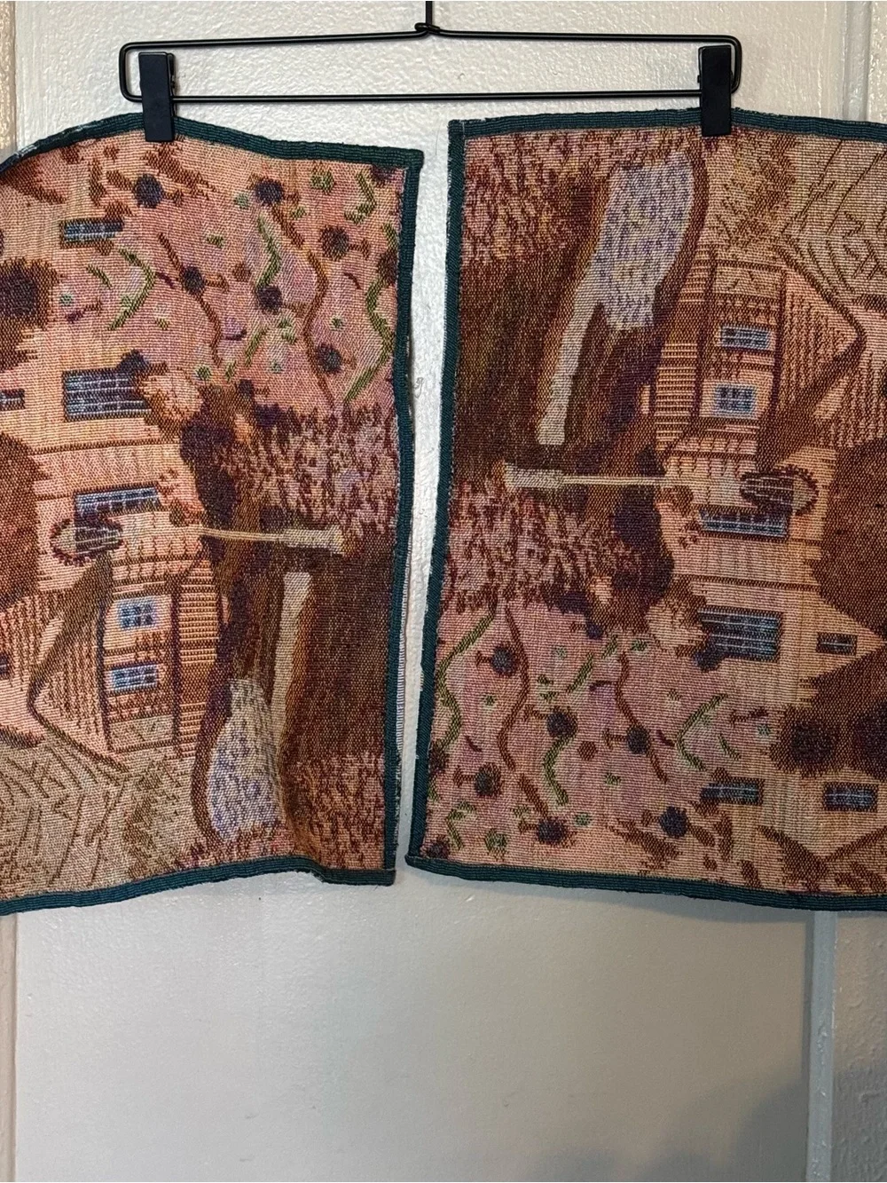 Winter‎ Cottage Holiday Tapestry Placemat Pair Rustic Kitchen Decor